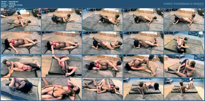 Laura Takes On Laura B. & Yesenia At A Party - Double Bodyscissors Wrestling - KINKSPORTS - MP4