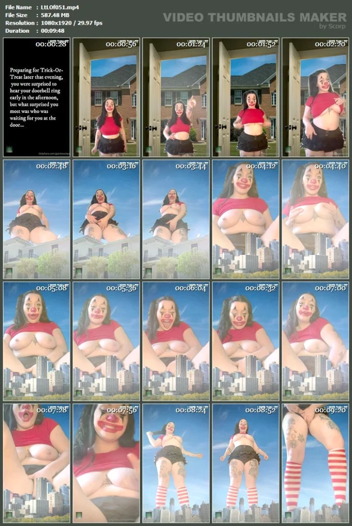 Giantess Growth Clown's Tricks And Treats - Goddess Kendra Kemper - LTL GIANTESS STUDIOS - MP4