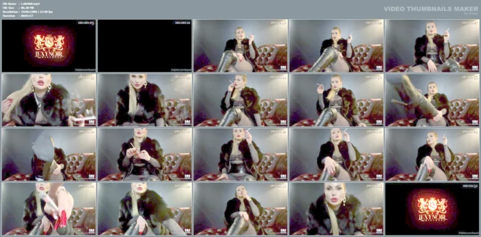 Lady In Fur Smoking Arrogant Teasing With Her Leather Boots And Long Red Nails - LEXY NOIR / OBEYLEXYNOIR - MP4
