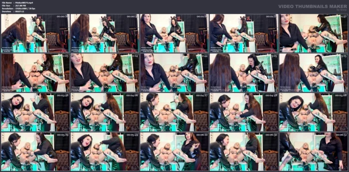 Slave Pussy Fucking By 2 Dommes With Fucking Machine - MISTRESS KARINO - MP4