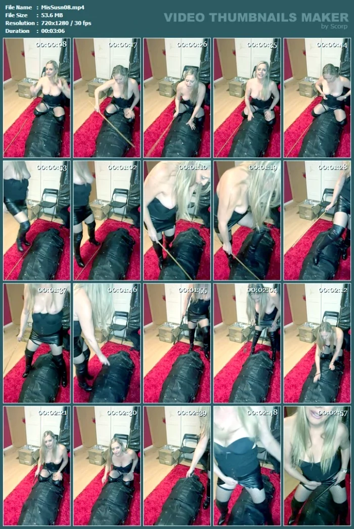 Healthy Leather Bondage Session - MISS SUSANA - MP4