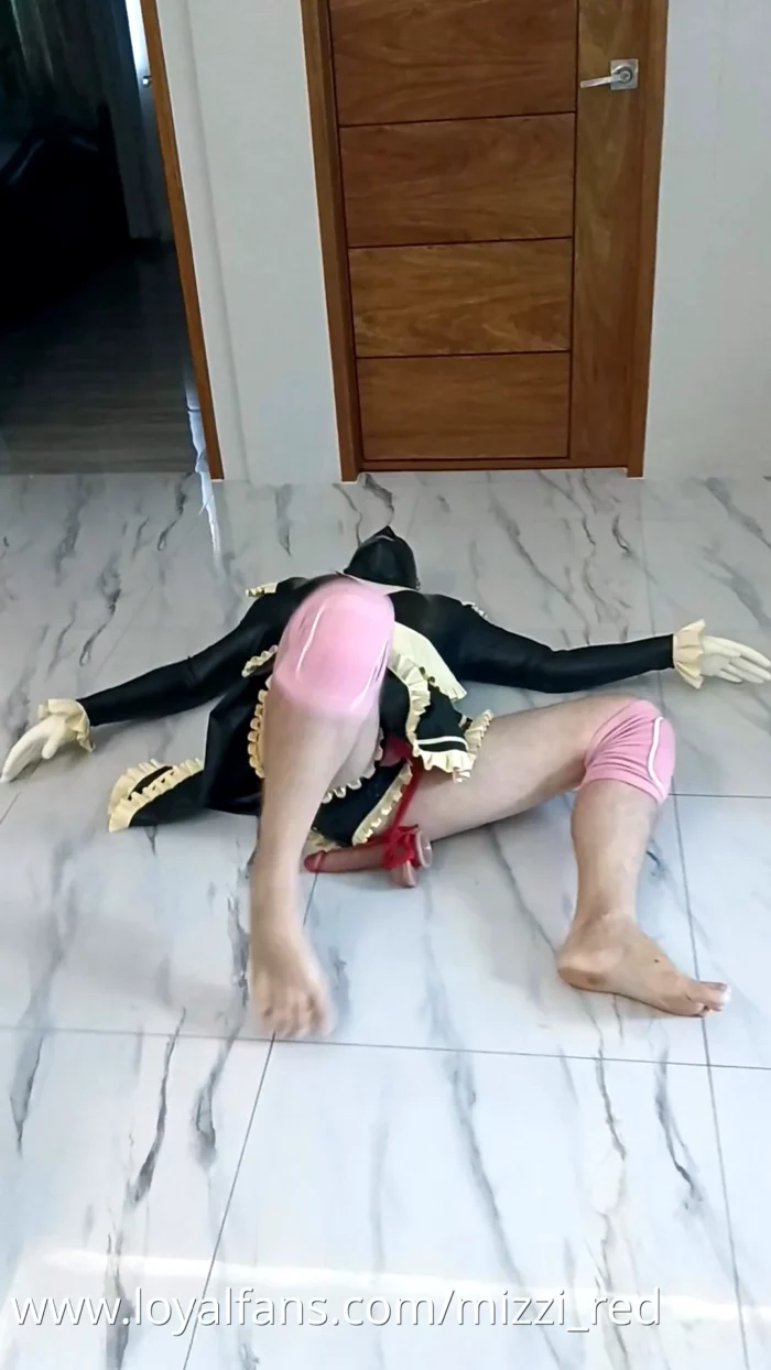 Exercise Wearing Latex Sissy Dress - MIZZY RED / THE GODDESS RED - MP4