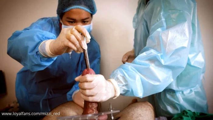 Medical Play - Ball Crushing + Sounding + Handjob - MIZZY RED / THE GODDESS RED - MP4