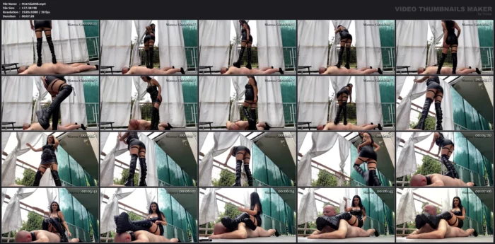 Goth Girl Trampling, Kicking And Boots Worship - MISTRESS GLAMOROUS - MP4