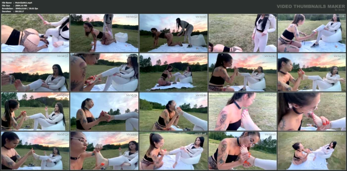 Lesbian Feet Worship, Spanking, Smoking - MISTRESS GLAMOROUS - MP4