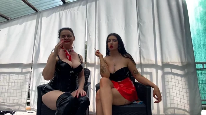 Two Goddesses Human Ashtray POV - MISTRESS GLAMOROUS - MP4