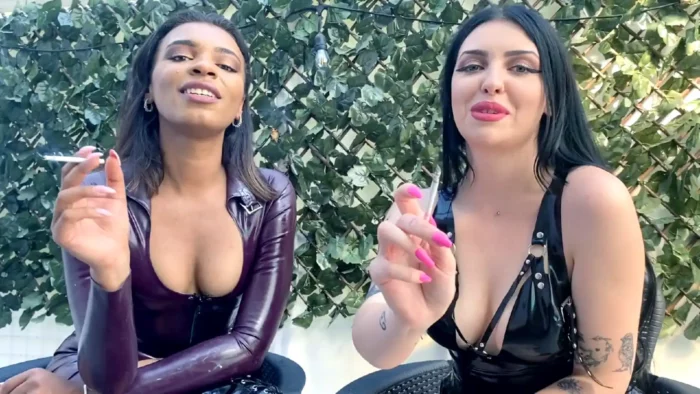 Two Latex Goddes Smoking POV & Ashtray Hum - MISTRESS GLAMOROUS - MP4