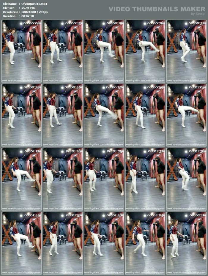 Ball Kicking In White Boots And Leggings - OFFICIAL VINYL QUEEN - MP4