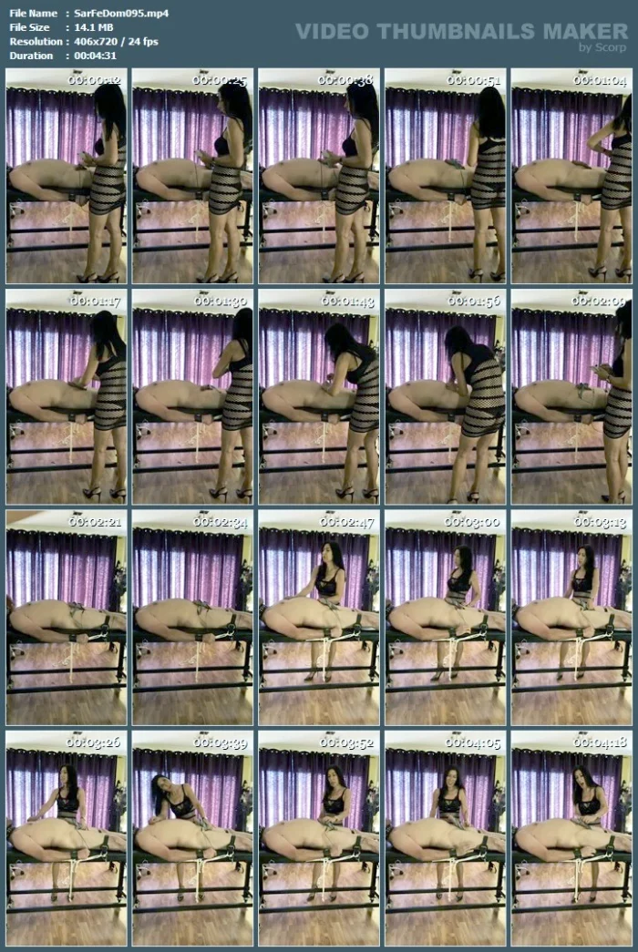Electrostimulation With Ejaculation - SARAFEMDOMINA / DOMINA SARA - MP4