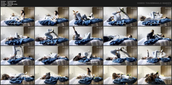 The Neighbor And I Play Female Foot Wrestling, Tickling, And Squashing - SCARLETTANDC - MP4
