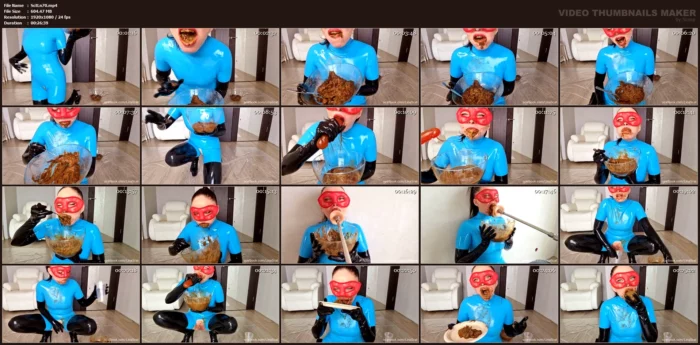 Playing With Shit In A Latex Outfit Part 1 With 11 Loads Of Shit - SCATLINA - MP4