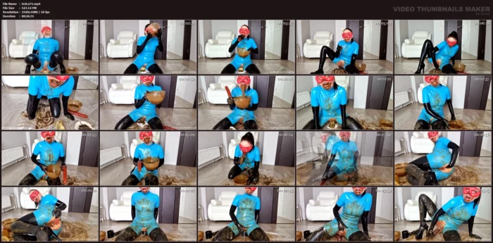 Playing With Shit In A Latex Outfit Part 2 With 11 Loads Of Shit - SCATLINA - MP4