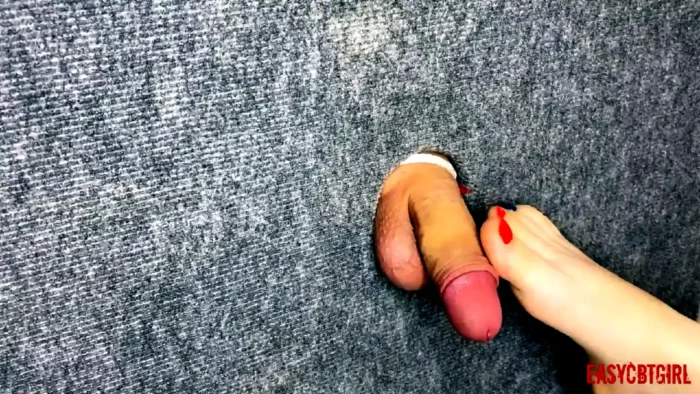 I Took A Close-Up Shot Of Glory Hole - Spanking My Feet On The Cock And Balls Of A Slave - SEXYFEMDOMCBT - MP4