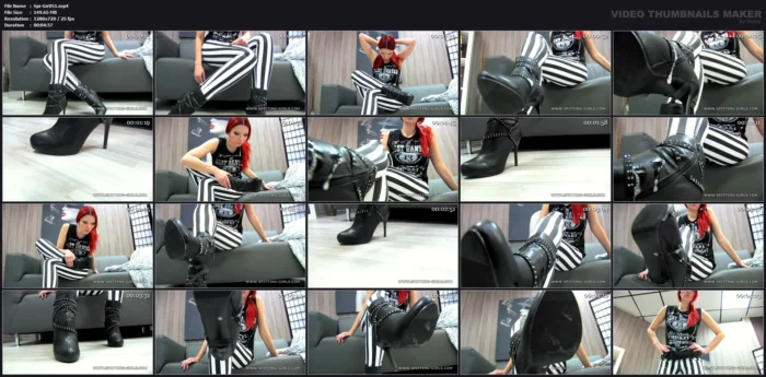 Denise Spits At Her Shoes - Red Haired Spitting Mistress Denise - SPITTING-GIRLS - MP4