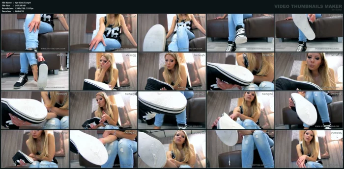 Lick The Spit Off Denise's Shoe Soles! - SPITTING-GIRLS - MP4