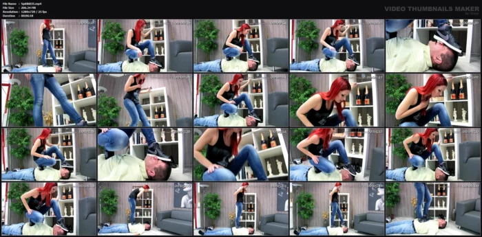 Denise Tramples Her Victim And Spits At Him - SPITTINGBITCHES - MP4