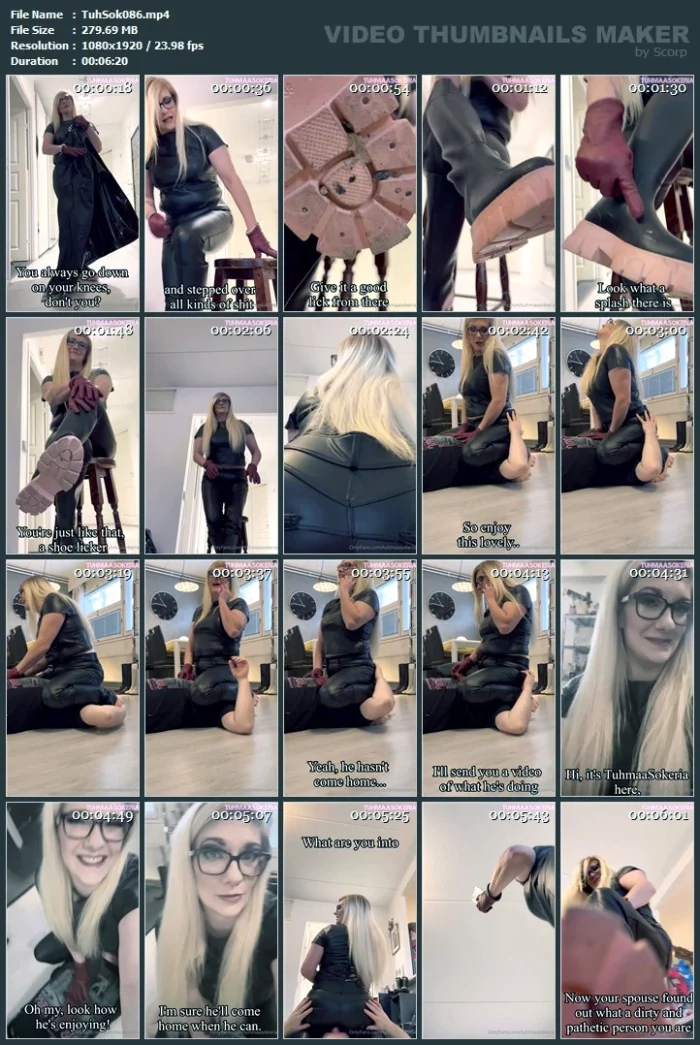 Slave Licking My Rubber Boots Was Rewarded With My Perfect Leather Butt - TUHMAA SOKERIA - MP4