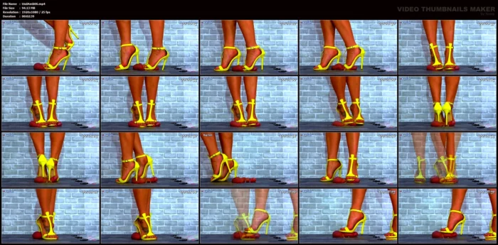 Crushing His Cock & Balls Under My Yellow Strappy Heels & Plexiglass - UNDER AMBER - MP4