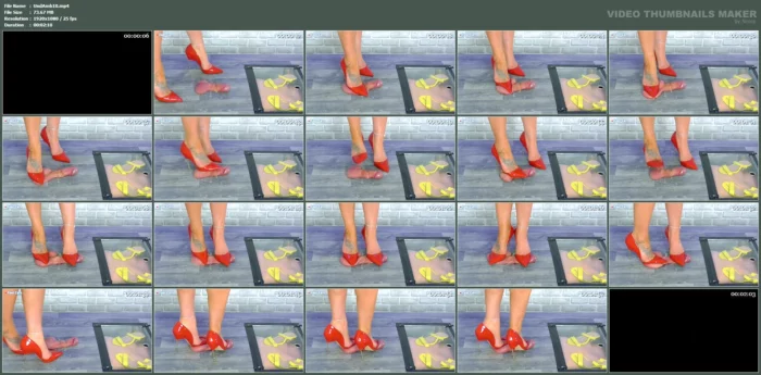 Crushing The Cum From His Cock Under My Patent Red Stilettos - UNDER AMBER - MP4