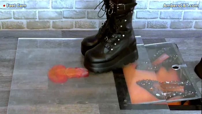 Smashing The Cum From His Balls Under Plexiglass & My Monster Platform Boots - UNDER AMBER - MP4