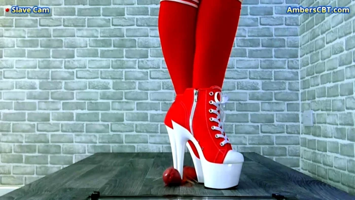 Squashing The Cum From His Cock Under My Red Platform Boots - UNDER AMBER - MP4