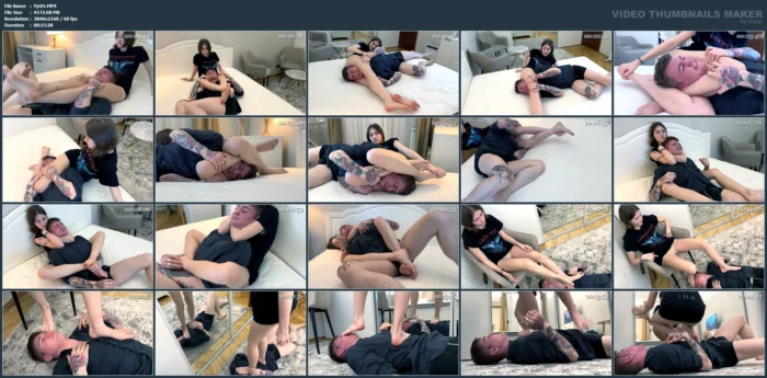 18 Year Old Girl Mercilessly Squeezes Young Guy In Headscissors, Triangle, Rear Naked Choke And Tramples Him - YJRGN / WATCHFIGHTERS - MP4