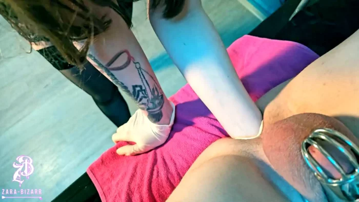 Fisting And Xxl Dildo For My Chastity Slave - ZARA BIZARR - MP4
