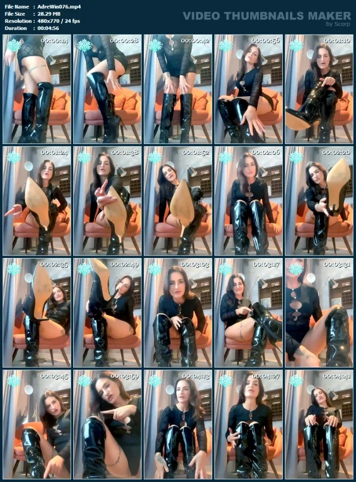I Love To Strut Around In My Sexy Shiny Black Knee High Boots - ADREENA WINTERS - MP4