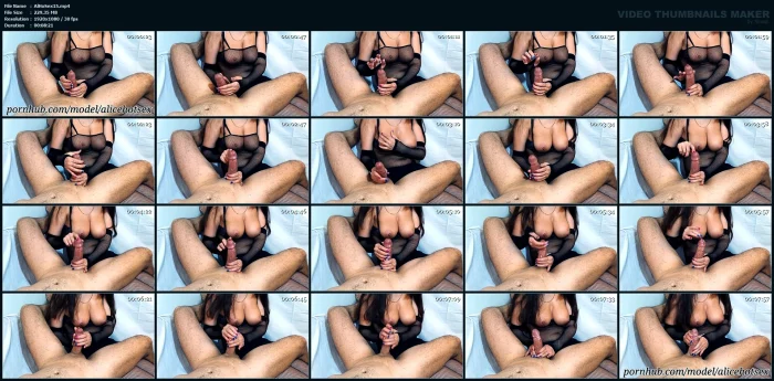 Handjob Fishnet Play Sperm And Precum Ejaculation - ALICEHOTSEX - ALICE HOTI - MP4