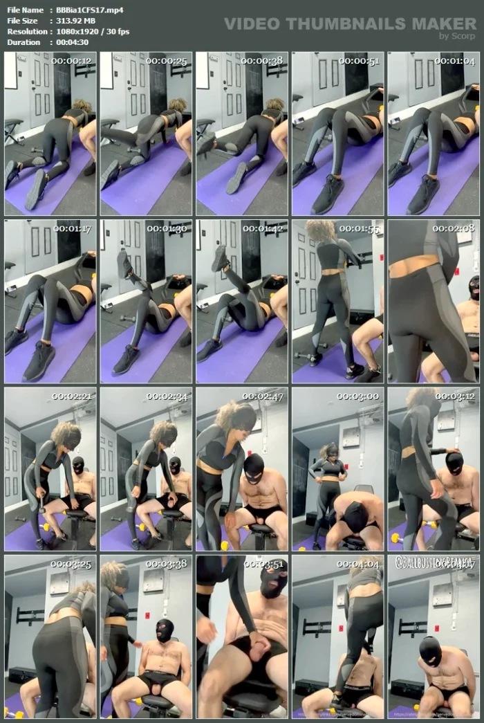 Ballbubsting Workout Betas Nuts Take A Beating Stomping Kicks Slaps Punches And Even A Dumbbell - BALLBUSTING BIANCA / DOMINABIANCA - MP4