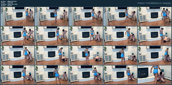 Barefoot Ballbusting In Blue Brutalizing Betas Balls With A Barrage Of Blistering Kicks And Knees Blasting The Cum From His Balls - BALLBUSTING BIANCA / DOMINABIANCA - MP4