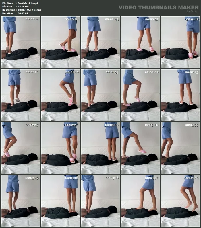 Barbie Trampling On Her Slave's Body In Slippers And Barefoot No.73 - BARBIEVONBERLIN - MP4