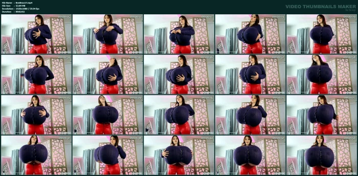Extended Preview - Real Time Z Cup Expansion In Purple Button Down Sweater - BENDY BROOKE - MP4