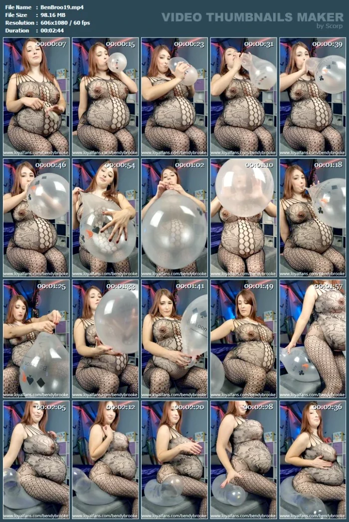 Fishnet Bodysuit,'sCups, Belly, And A Balloon - BENDY BROOKE - MP4