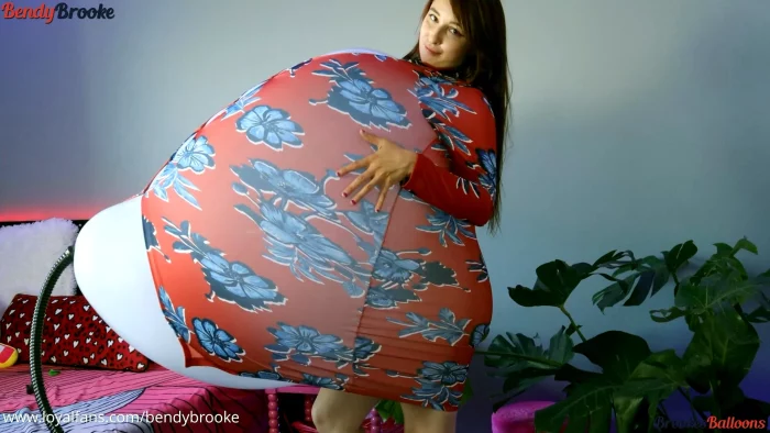 Red And Blue Floral Dress Stuffing Pump To Pop - BENDY BROOKE - MP4
