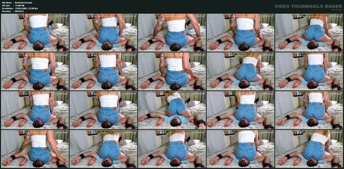 Full Weight Reverse Face Sitting In Sexy Jean Shorts! - BRUTAL FACE SITTING AND FEMDOM - MP4