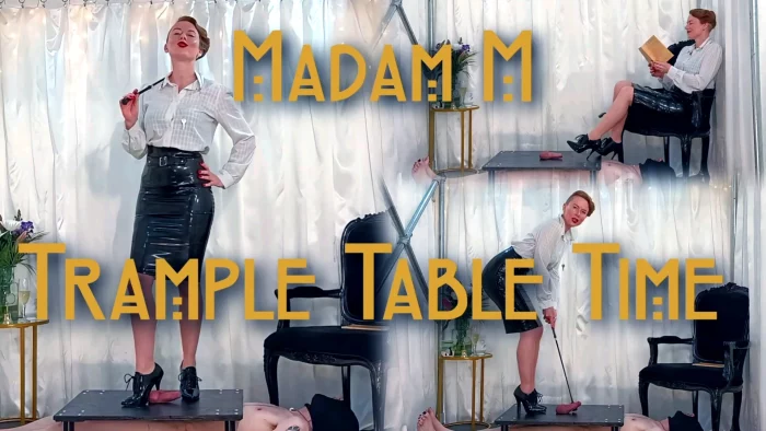Trample Table Time Punishingly Brutal High Heel And Cropping CBT Discipline - MADAM M - MP4