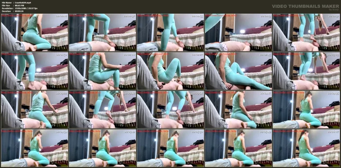 Chest Sitting Yoga Pants Foot Licking Spitting Domination - CRUEL DOMINATION / BEAUTIFUL GIRLS - MP4