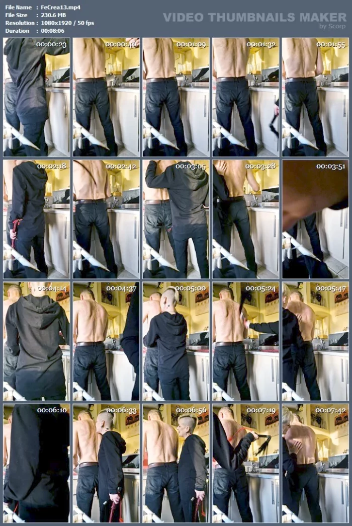 Slave Washes The Dishes, Mistress With A Whip - FETCREAMPIE - MP4