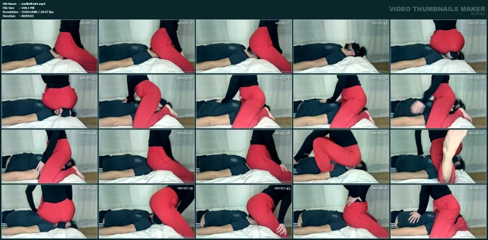 After A Long Day, He Gets My Big Ass In His Face Through My Red Pajama Pants - GODDESS BELLAFUSSARA - MP4