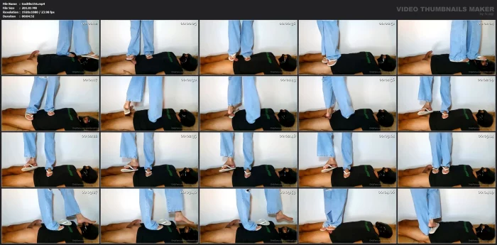 Simple White Flip Flops Stepping On Your Body Like A Rug! - GODDESS ELISA - MP4