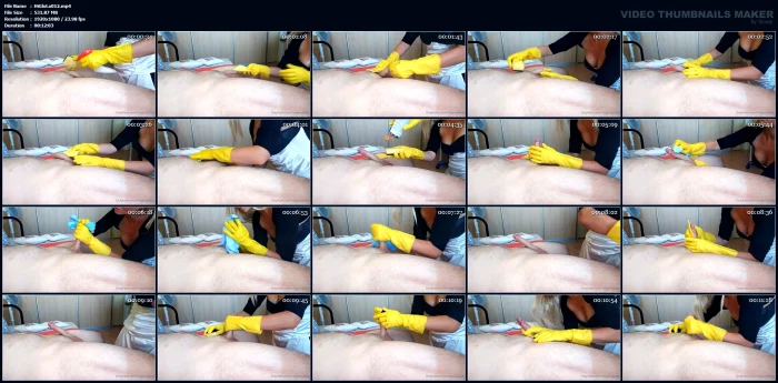 Cleaning Time In Yellow Household Gloves - HISGLOVELADY - MP4