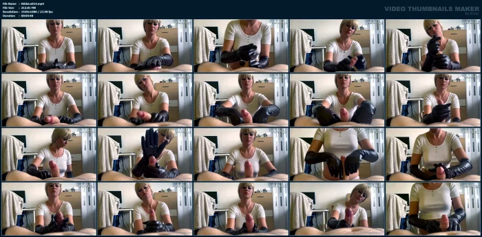 Cock Massage In Leather Gloves Until He Cant Handle It Anymore - HISGLOVELADY - MP4