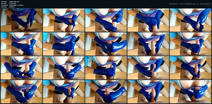 I Made Him Cum Few Times With Blue Latex Gloves - HISGLOVELADY - MP4