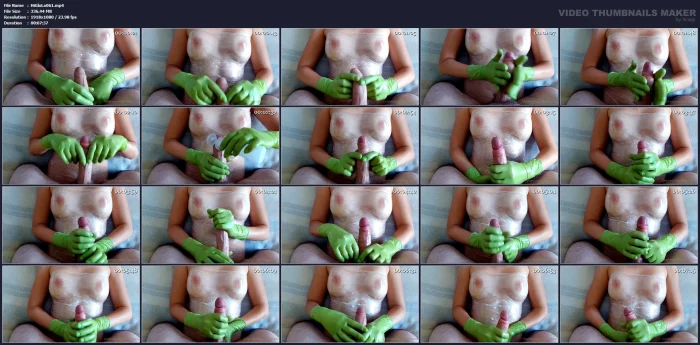 Multiple Orgasm Handjob In Green Nurse Gloves - HISGLOVELADY - MP4