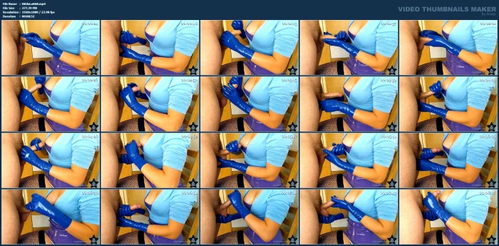 My Blue Latex Gloves Working On Cock Till He Cant Handle It Anymor - HISGLOVELADY - MP4