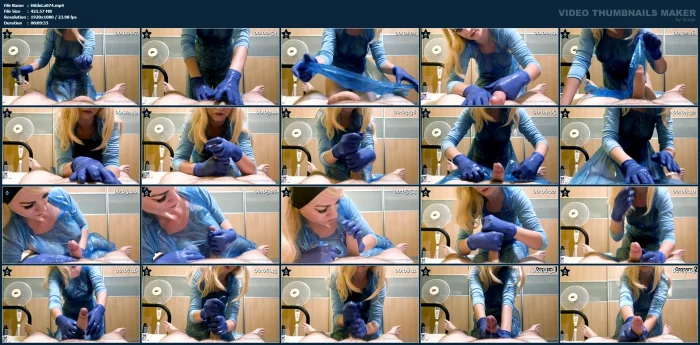 Nurse In Transparent Apron, Late Night Shift, Lubricated Examination Gloves - HISGLOVELADY - MP4