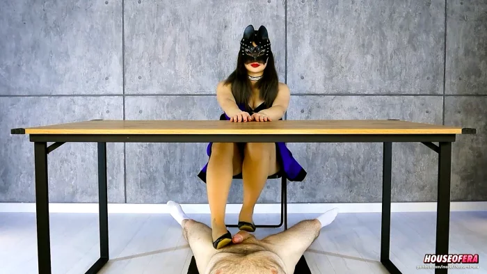 Ballbusting And Shoejob Footjob Under Table With Ballet Flats Pov - HOUSE OF ERA - MP4