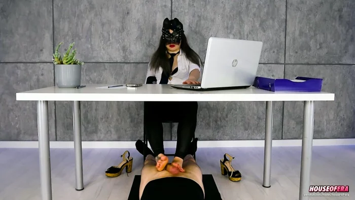 Footjob And Shoejob Under Table With Ballbusting Pov - HOUSE OF ERA - MP4