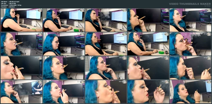 Smoking A Habano Cigarillo While Checking Our Store - LILLI CUKIEREK COX / SMOKING GODDESS LILLI - MP4